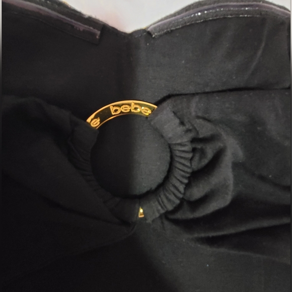 BEBE maxi sleeveless/backless black dress with gold accents - Picture 4 of 7